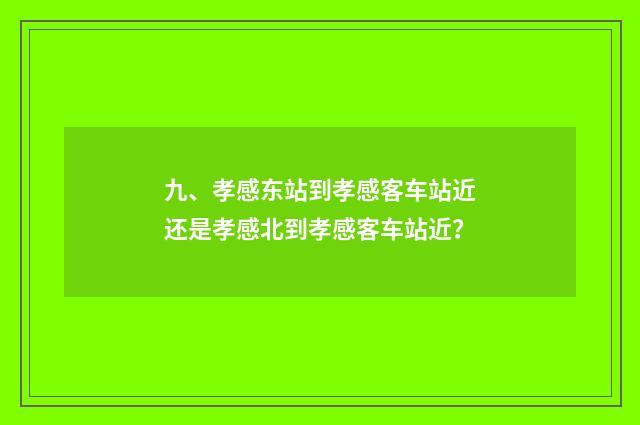 九、孝感东站到孝感客车站近还是孝感北到孝感客车站近？