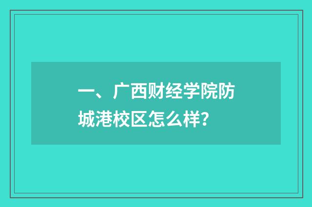 一、广西财经学院防城港校区怎么样？
