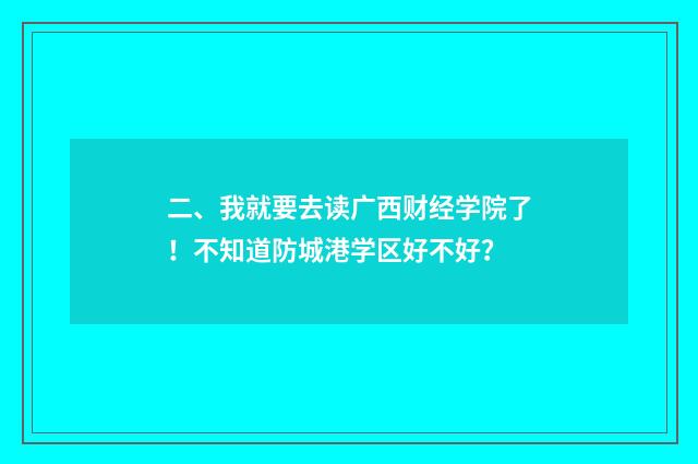 二、我就要去读广西财经学院了!不知道防城港学区好不好?