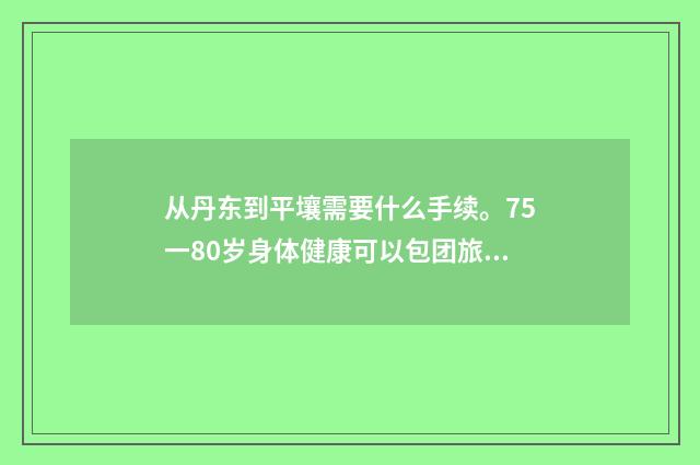 从丹东到平壤需要什么手续。75一80岁身体健康可以包团旅游吗？