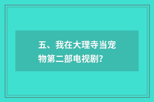五、我在大理寺当宠物第二部电视剧？