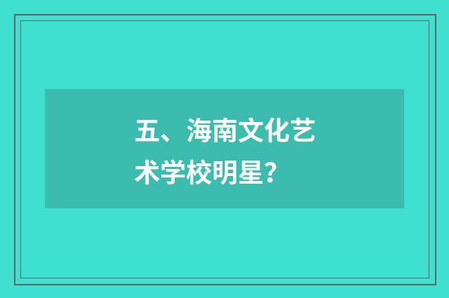 五、海南文化艺术学校明星?