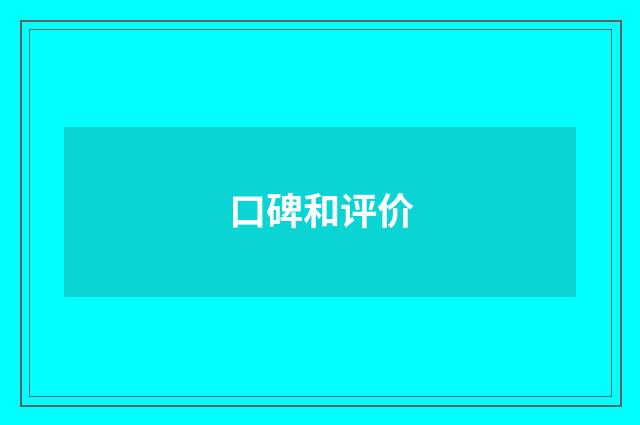 口碑和评价
