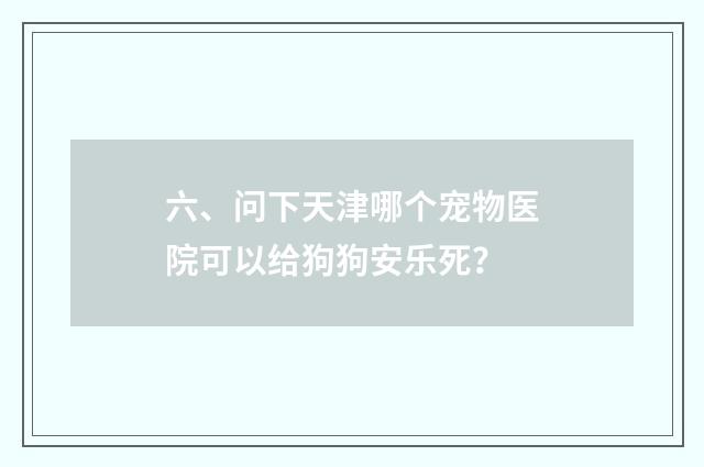 六、问下天津哪个宠物医院可以给狗狗安乐死?
