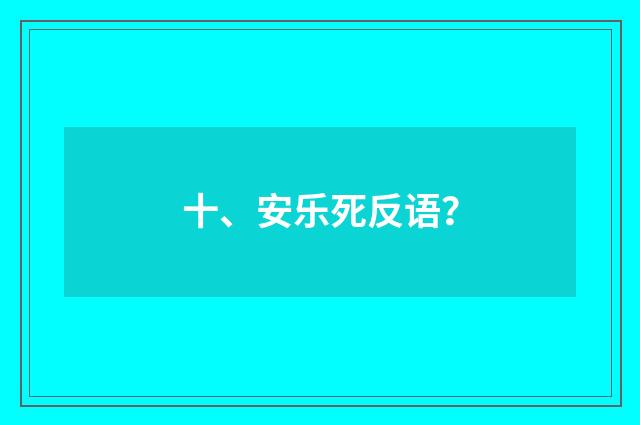 十、安乐死反语?