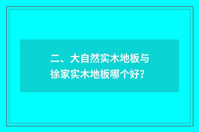 二、大自然实木地板与徐家实木地板哪个好?