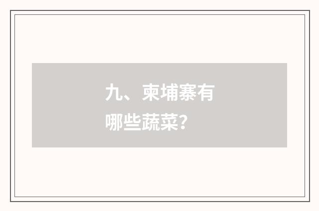 九、柬埔寨有哪些蔬菜?