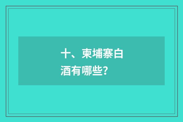 十、柬埔寨白酒有哪些?