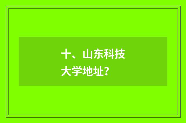 十、山东科技大学地址？