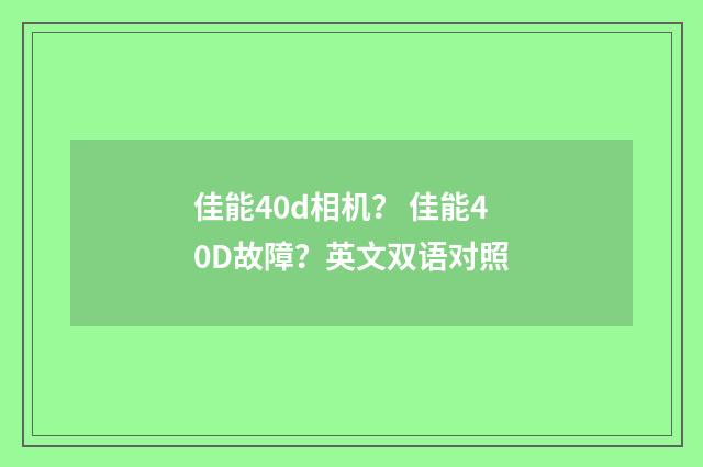 佳能40d相机? 佳能40D故障?英文双语对照
