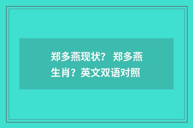 郑多燕现状? 郑多燕生肖?英文双语对照