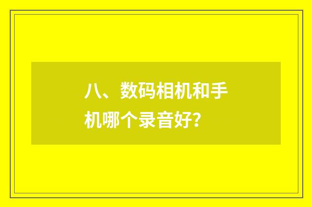 八、数码相机和手机哪个录音好?