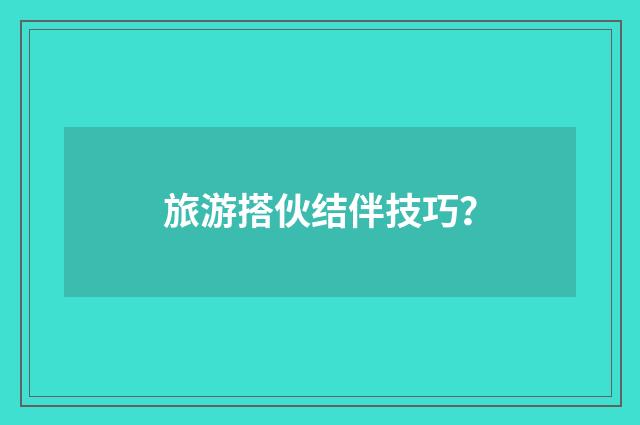 旅游搭伙结伴技巧?