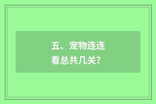 五、宠物连连看总共几关?