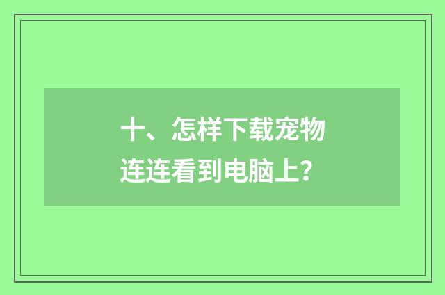 十、怎样下载宠物连连看到电脑上？