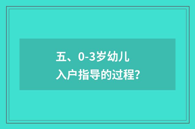 五、0-3岁幼儿入户指导的过程?