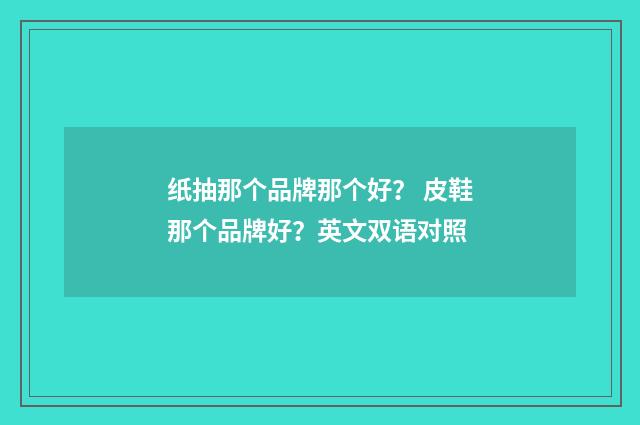 纸抽那个品牌那个好? 皮鞋那个品牌好?英文双语对照