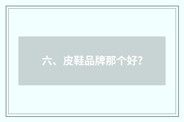 六、皮鞋品牌那个好？
