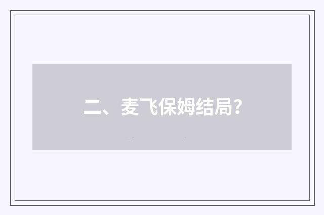 二、麦飞保姆结局？