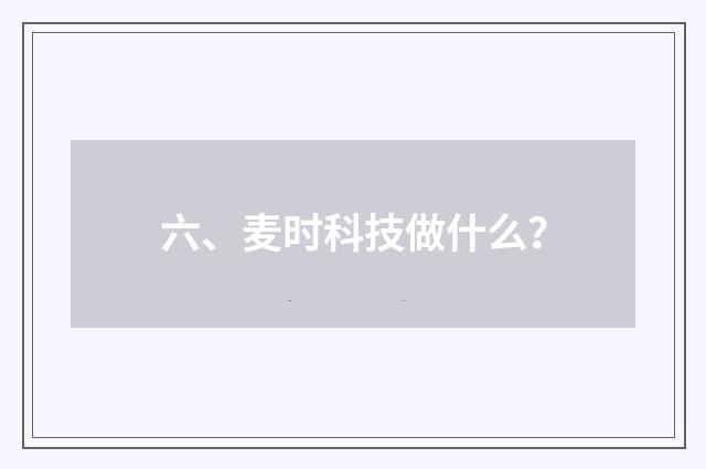六、麦时科技做什么？