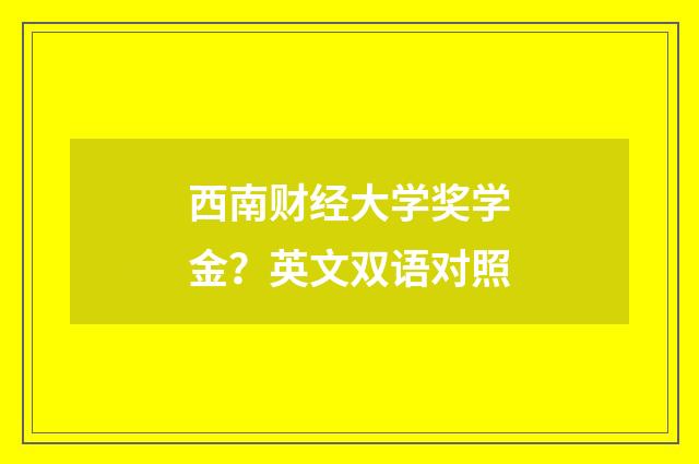 西南财经大学奖学金?英文双语对照