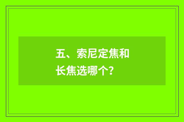 五、索尼定焦和长焦选哪个？