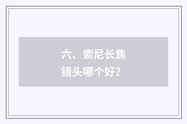 六、索尼长焦镜头哪个好?