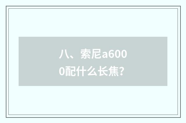 八、索尼a6000配什么长焦?