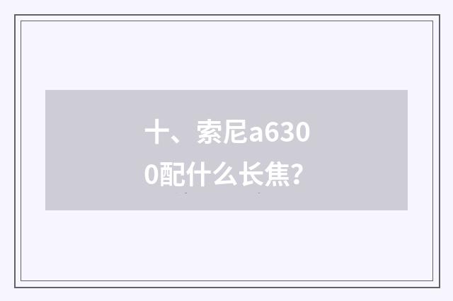 十、索尼a6300配什么长焦?