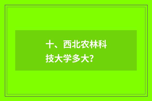 十、西北农林科技大学多大?