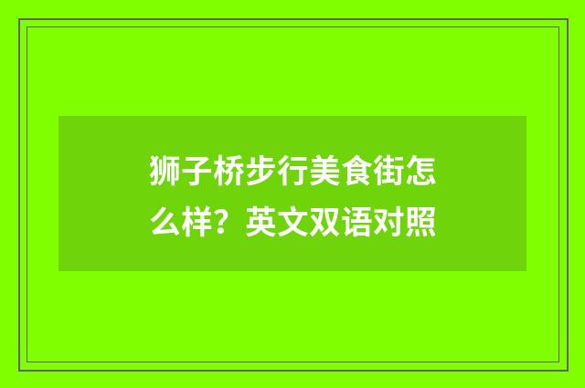 狮子桥步行美食街怎么样?英文双语对照