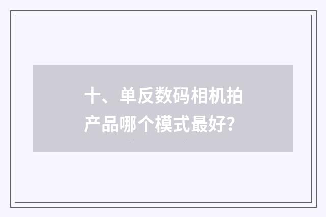 十、单反数码相机拍产品哪个模式最好？