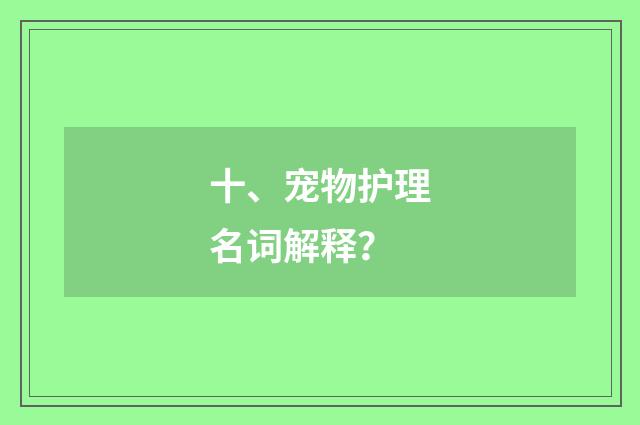 十、宠物护理名词解释？