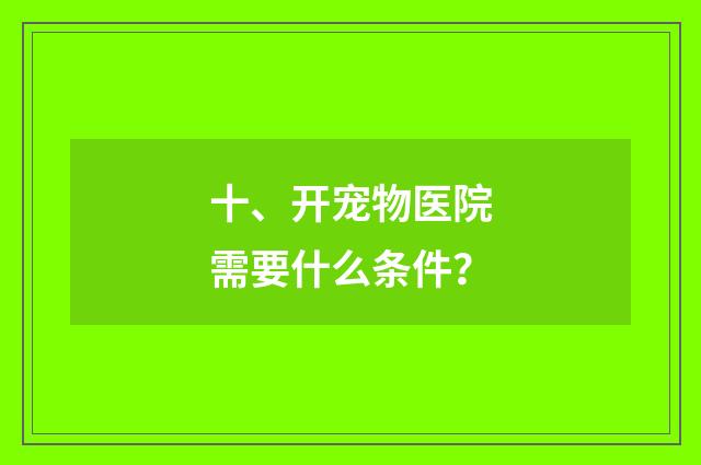 十、开宠物医院需要什么条件?
