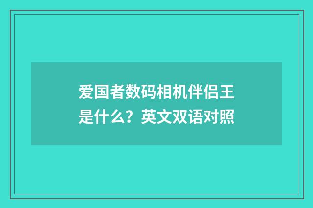爱国者数码相机伴侣王是什么?英文双语对照