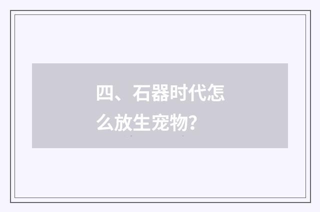四、石器时代怎么放生宠物?
