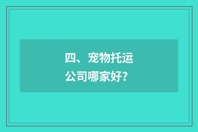 四、宠物托运公司哪家好？