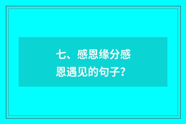 七、感恩缘分感恩遇见的句子？