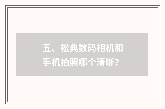 五、松典数码相机和手机拍照哪个清晰?
