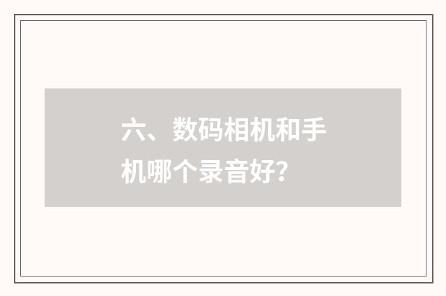 六、数码相机和手机哪个录音好?