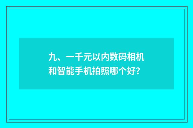九、一千元以内数码相机和智能手机拍照哪个好?