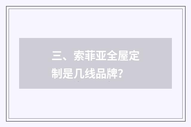 三、索菲亚全屋定制是几线品牌？