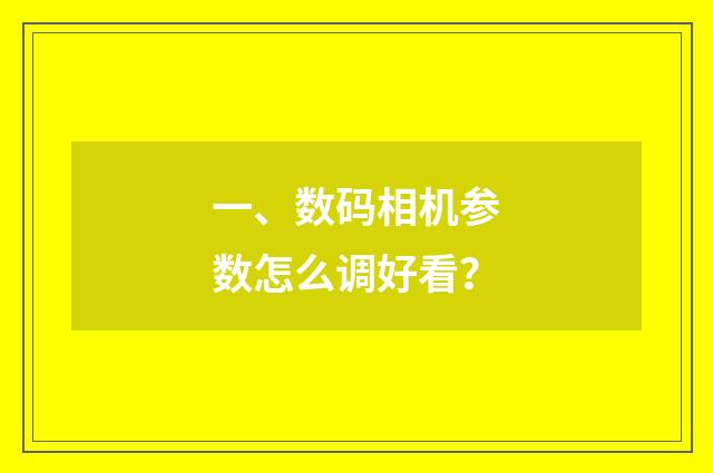 一、数码相机参数怎么调好看?