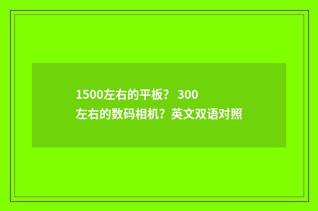 1500左右的平板? 300左右的数码相机?英文双语对照
