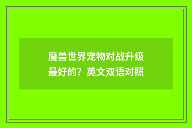 魔兽世界宠物对战升级最好的?英文双语对照