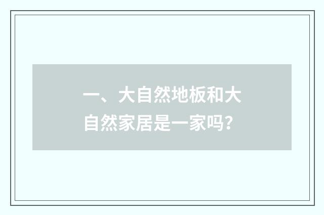 一、大自然地板和大自然家居是一家吗?