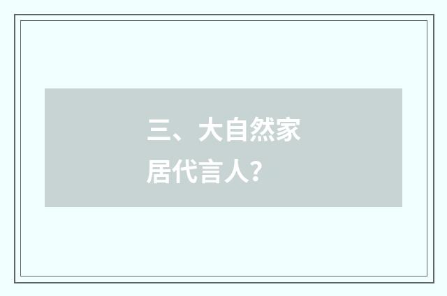 三、大自然家居代言人？