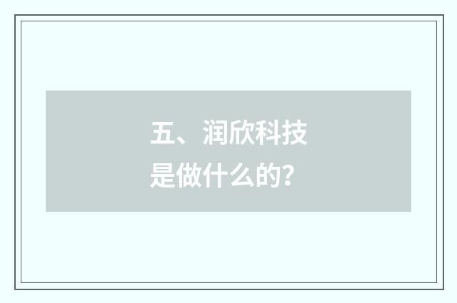 五、润欣科技是做什么的?