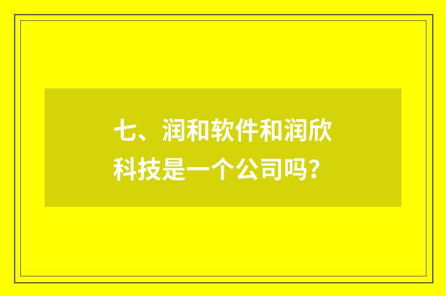 七、润和软件和润欣科技是一个公司吗?