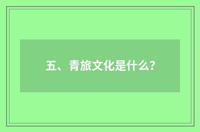 五、青旅文化是什么?